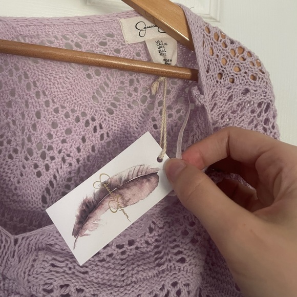 Jessica Simpson Open Knit Crochet Cinch Pullover - Picture 4 of 5